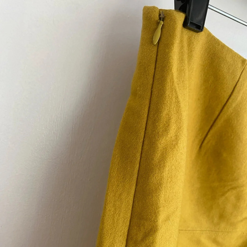 Boden Womens Kelly mustard A-Line Skater Skirt Sz 10 Wool Blend Lined Career - Picture 5 of 6